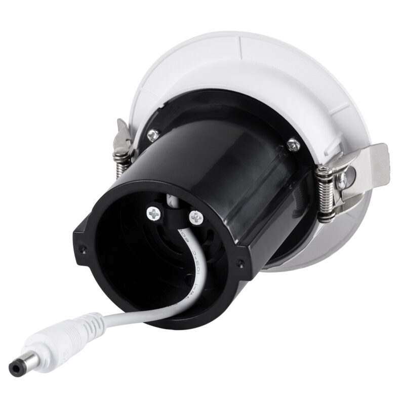 GloboStar® VIRGO-S 60302 Χωνευτό LED Spot Downlight TrimLess Φ9cm 7W 910lm 36° AC 220-240V IP20 Φ9cm x Υ9cm – Στρόγγυλο – Λευκό με Μαύρο Κάτοπτρο – Φυσικό Λευκό 4500K – Bridgelux COB – 5 Years Warranty