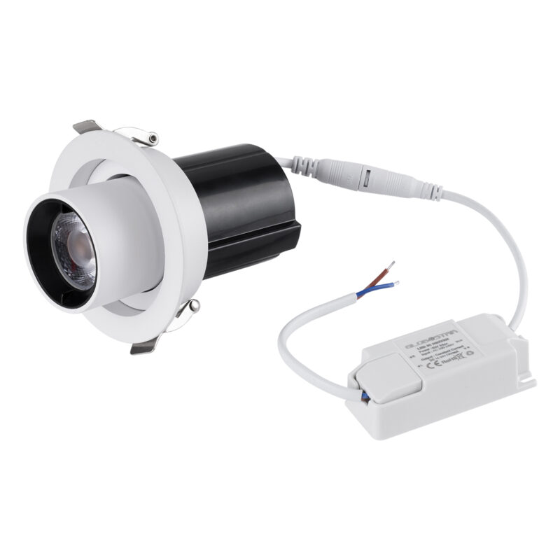 GloboStar® VIRGO-S 60302 Χωνευτό LED Spot Downlight TrimLess Φ9cm 7W 910lm 36° AC 220-240V IP20 Φ9cm x Υ9cm – Στρόγγυλο – Λευκό με Μαύρο Κάτοπτρο – Φυσικό Λευκό 4500K – Bridgelux COB – 5 Years Warranty