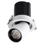 GloboStar® VIRGO-S 60302 Χωνευτό LED Spot Downlight TrimLess Φ9cm 7W 910lm 36° AC 220-240V IP20 Φ9cm x Υ9cm – Στρόγγυλο – Λευκό με Μαύρο Κάτοπτρο – Φυσικό Λευκό 4500K – Bridgelux COB – 5 Years Warranty