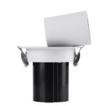 GloboStar® VIRGO-S 60302 Χωνευτό LED Spot Downlight TrimLess Φ9cm 7W 910lm 36° AC 220-240V IP20 Φ9cm x Υ9cm – Στρόγγυλο – Λευκό με Μαύρο Κάτοπτρο – Φυσικό Λευκό 4500K – Bridgelux COB – 5 Years Warranty