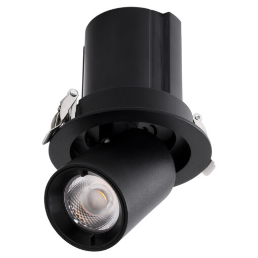 GloboStar® VIRGO-S 60304 Χωνευτό LED Spot Downlight TrimLess Φ9cm 7W 910lm 36° AC 220-240V IP20 Φ9cm x Υ9cm – Στρόγγυλο – Μαύρο – Φυσικό Λευκό 4500K – Bridgelux COB – 5 Years Warranty