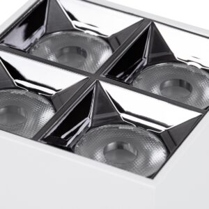 GloboStar® LUMINAR SUPERIOR 60334 Επιφανειακό LED Spot Downlight TrimLess 14W 1960lm 36° AC 220-240V IP20 Μ8.2 x Π8.2 x Υ6.6cm – Λευκό με Κάτοπτρο Χρωμίου – Φυσικό Λευκό 4500K – Bridgelux High Lumen Chip Gen2 – TÜV Certified Driver – 5 Years Warranty