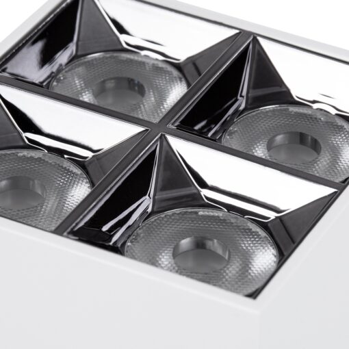 GloboStar® LUMINAR SUPERIOR 60334 Επιφανειακό LED Spot Downlight TrimLess 14W 1960lm 36° AC 220-240V IP20 Μ8.2 x Π8.2 x Υ6.6cm – Λευκό με Κάτοπτρο Χρωμίου – Φυσικό Λευκό 4500K – Bridgelux High Lumen Chip Gen2 – TÜV Certified Driver – 5 Years Warranty