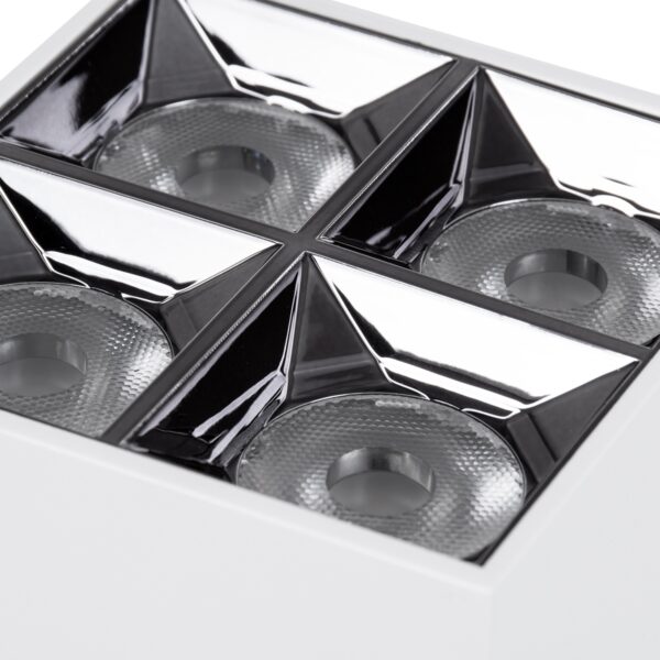 GloboStar® LUMINAR SUPERIOR 60334 Επιφανειακό LED Spot Downlight TrimLess 14W 1960lm 36° AC 220-240V IP20 Μ8.2 x Π8.2 x Υ6.6cm – Λευκό με Κάτοπτρο Χρωμίου – Φυσικό Λευκό 4500K – Bridgelux High Lumen Chip Gen2 – TÜV Certified Driver – 5 Years Warranty