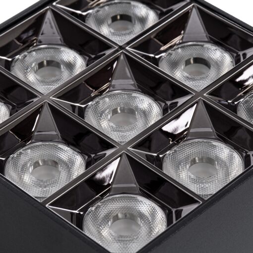 GloboStar® LUMINAR SUPERIOR 60337 Επιφανειακό LED Spot Downlight TrimLess 30W 4050lm 36° AC 220-240V IP20 Μ12 x Π12 x Υ6.6cm – Μαύρο με Κάτοπτρο Χρωμίου – Θερμό Λευκό 2700K – Bridgelux High Lumen Chip Gen2 – TÜV Certified Driver – 5 Years Warranty