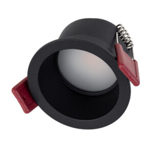 GloboStar® IP 60343 Χωνευτό LED Spot Downlight TrimLess Μπάνιου & WC Φ6.6cm 7W 700lm 45° AC 220-240V IP44 Φ6.6 x Υ5.3cm – Στρόγγυλο – Μαύρο – Θερμό Λευκό 2700K – Bridgelux COB – TÜV Certified Driver – 5 Years Warranty