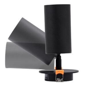 GloboStar® LEO 60350 Χωνευτό Κινούμενο Στρόγγυλο Φωτιστικό Σποτ Αλουμινίου με Ντουί GU10 AC 220-240V IP20 Φ6 x Υ17cm – Μαύρο – 5 Years Warranty