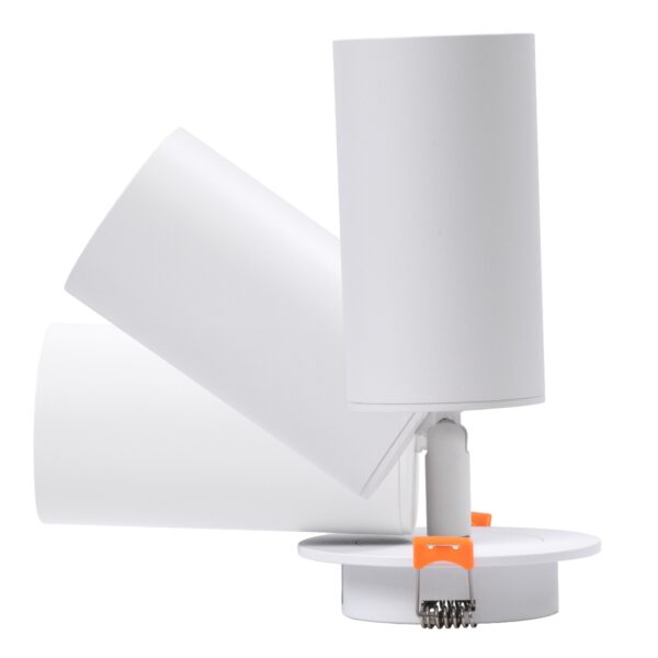 GloboStar® LEO 60351 Χωνευτό Κινούμενο Στρόγγυλο Φωτιστικό Σποτ Αλουμινίου με Ντουί GU10 AC 220-240V IP20 Φ6 x Υ17cm – Λευκό – 5 Years Warranty