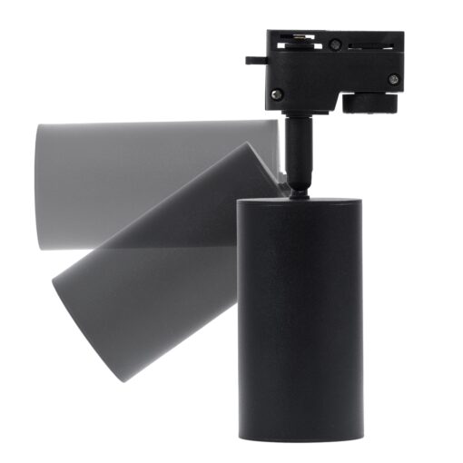 GloboStar® LEO 60353 Κινούμενο Στρόγγυλο Φωτιστικό Σποτ Ράγας Αλουμινίου με Ντουί GU10 AC 220-240V IP20 Φ6 x Υ19cm – 2 Γραμμών – Μαύρο – 5 Years Warranty