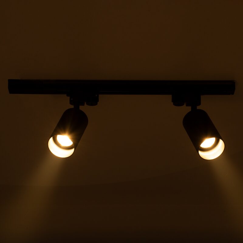 GloboStar® LEO 60354 Μοντέρνο Φωτιστικό Οροφής Ράγα με Κινούμενα Σποτ Αλουμινίου Δίφωτο 2 x GU10 AC 220-240V IP20 Μ50.5 x Π6 x Υ20cm – 2 Γραμμών – Μαύρο – 5 Years Warranty