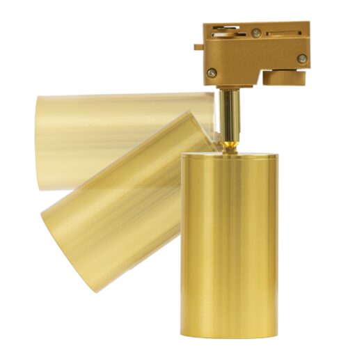 GloboStar® LEO 60357 Κινούμενο Στρόγγυλο Φωτιστικό Σποτ Ράγας Αλουμινίου με Ντουί GU10 AC 220-240V IP20 Φ6 x Υ19cm – 2 Γραμμών – Χρυσό Πλατίνα – 5 Years Warranty
