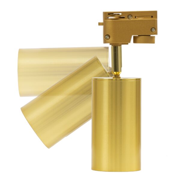 GloboStar® LEO 60357 Κινούμενο Στρόγγυλο Φωτιστικό Σποτ Ράγας Αλουμινίου με Ντουί GU10 AC 220-240V IP20 Φ6 x Υ19cm – 2 Γραμμών – Χρυσό Πλατίνα – 5 Years Warranty