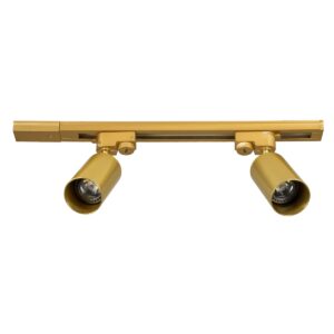 GloboStar® LEO 60358 Μοντέρνο Φωτιστικό Οροφής Ράγα με Κινούμενα Σποτ Αλουμινίου Δίφωτο 2 x GU10 AC 220-240V IP20 Μ50.5 x Π6 x Υ20cm – 2 Γραμμών – Χρυσό Πλατίνα – 5 Years Warranty