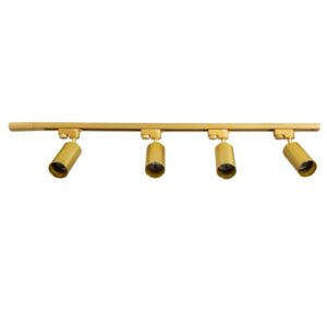 GloboStar® LEO 60360 Μοντέρνο Φωτιστικό Οροφής Ράγα με Κινούμενα Σποτ Αλουμινίου Τετράφωτο 4 x GU10 AC 220-240V IP20 Μ100 x Π6 x Υ20cm – 2 Γραμμών – Χρυσό Πλατίνα – 5 Years Warranty