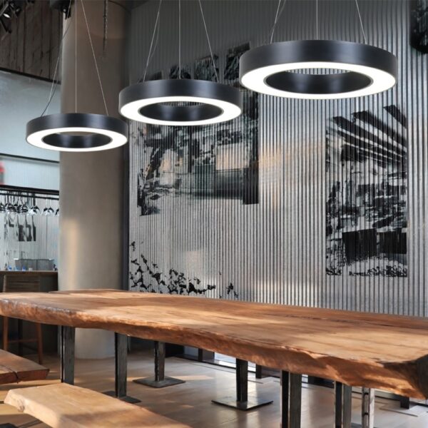 InLight Κρεμαστό φωτιστικό LED 70W 3000K σε μαύρη απόχρωση D:120cm (6041-120-BL)