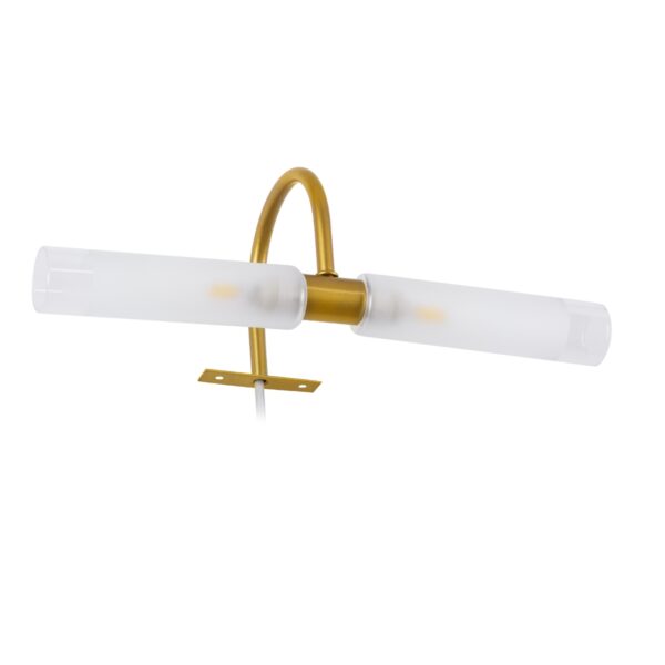 GloboStar® FLORA 60413 Μοντέρνο Φωτιστικό Τοίχου – Απλίκα Καθρέπτη Μπάνιου – Πίνακα 2 x G9 270° AC 220-240V IP44 Μ31 x Π13 x Υ12cm – Χρυσό – 5 Years Warranty