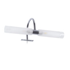 GloboStar® FLORA 60414 Μοντέρνο Φωτιστικό Τοίχου – Απλίκα Καθρέπτη Μπάνιου – Πίνακα 2 x G9 270° AC 220-240V IP44 Μ31 x Π13 x Υ12cm – Χρώμιο Νίκελ – 5 Χρόνια Εγγύηση