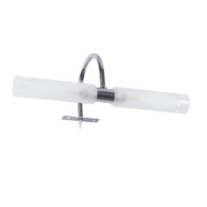 GloboStar® FLORA 60414 Μοντέρνο Φωτιστικό Τοίχου – Απλίκα Καθρέπτη Μπάνιου – Πίνακα 2 x G9 270° AC 220-240V IP44 Μ31 x Π13 x Υ12cm – Χρώμιο Νίκελ – 5 Χρόνια Εγγύηση