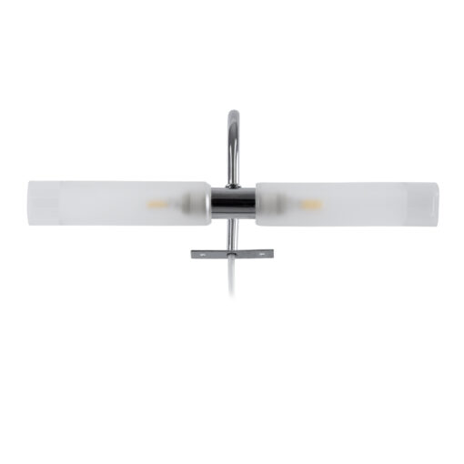 GloboStar® FLORA 60414 Μοντέρνο Φωτιστικό Τοίχου – Απλίκα Καθρέπτη Μπάνιου – Πίνακα 2 x G9 270° AC 220-240V IP44 Μ31 x Π13 x Υ12cm – Χρώμιο Νίκελ – 5 Χρόνια Εγγύηση