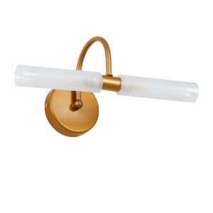 GloboStar® PAOLA 60419 Μοντέρνο Φωτιστικό Τοίχου – Απλίκα Καθρέπτη Μπάνιου – Πίνακα 2 x G9 270° AC 220-240V IP44 Μ31 x Π16 x Υ15cm – Χάλκινο – 5 Years Warranty