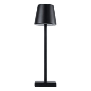 GloboStar® NEGA 60473 Μοντέρνο Επιτραπέζιο Φωτιστικό Πορτατίφ LED 2.2W 154lm 360° DC 5V Επαναφορτιζόμενο με Μπαταρία Li-ion 4000mAh – Διακόπτη Αφής – Θερμό Λευκό 2700K – Dimmable – D10 x H39cm – Μαύρο – 2 Years Warranty