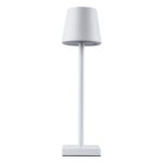 GloboStar® NEGA 60474 Μοντέρνο Επιτραπέζιο Φωτιστικό Πορτατίφ LED 2.2W 154lm 360° DC 5V Επαναφορτιζόμενο με Μπαταρία Li-ion 4000mAh – Διακόπτη Αφής – Θερμό Λευκό 2700K – Dimmable – D10 x H39cm – Λευκό – 2 Years Warranty