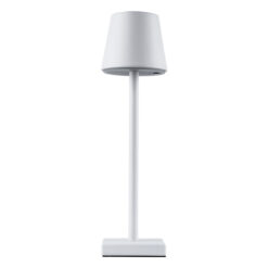 GloboStar® NEGA 60474 Μοντέρνο Επιτραπέζιο Φωτιστικό Πορτατίφ LED 2.2W 154lm 360° DC 5V Επαναφορτιζόμενο με Μπαταρία Li-ion 4000mAh – Διακόπτη Αφής – Θερμό Λευκό 2700K – Dimmable – D10 x H39cm – Λευκό – 2 Years Warranty