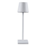 GloboStar® NEGA 60474 Μοντέρνο Επιτραπέζιο Φωτιστικό Πορτατίφ LED 2.2W 154lm 360° DC 5V Επαναφορτιζόμενο με Μπαταρία Li-ion 4000mAh – Διακόπτη Αφής – Θερμό Λευκό 2700K – Dimmable – D10 x H39cm – Λευκό – 2 Years Warranty