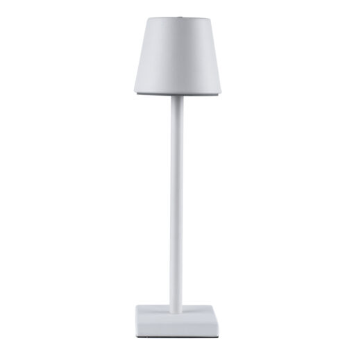 GloboStar® NEGA 60474 Μοντέρνο Επιτραπέζιο Φωτιστικό Πορτατίφ LED 2.2W 154lm 360° DC 5V Επαναφορτιζόμενο με Μπαταρία Li-ion 4000mAh – Διακόπτη Αφής – Θερμό Λευκό 2700K – Dimmable – D10 x H39cm – Λευκό – 2 Years Warranty