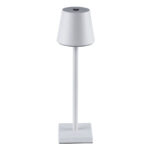 GloboStar® NEGA 60474 Μοντέρνο Επιτραπέζιο Φωτιστικό Πορτατίφ LED 2.2W 154lm 360° DC 5V Επαναφορτιζόμενο με Μπαταρία Li-ion 4000mAh – Διακόπτη Αφής – Θερμό Λευκό 2700K – Dimmable – D10 x H39cm – Λευκό – 2 Years Warranty