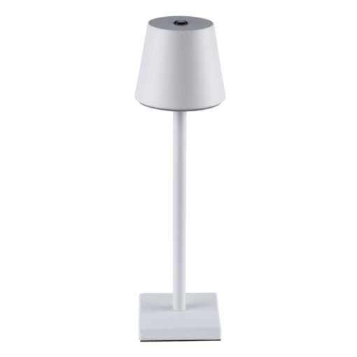 GloboStar® NEGA 60474 Μοντέρνο Επιτραπέζιο Φωτιστικό Πορτατίφ LED 2.2W 154lm 360° DC 5V Επαναφορτιζόμενο με Μπαταρία Li-ion 4000mAh – Διακόπτη Αφής – Θερμό Λευκό 2700K – Dimmable – D10 x H39cm – Λευκό – 2 Years Warranty