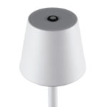 GloboStar® NEGA 60474 Μοντέρνο Επιτραπέζιο Φωτιστικό Πορτατίφ LED 2.2W 154lm 360° DC 5V Επαναφορτιζόμενο με Μπαταρία Li-ion 4000mAh – Διακόπτη Αφής – Θερμό Λευκό 2700K – Dimmable – D10 x H39cm – Λευκό – 2 Years Warranty