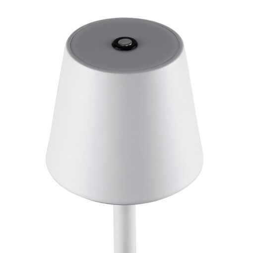 GloboStar® NEGA 60474 Μοντέρνο Επιτραπέζιο Φωτιστικό Πορτατίφ LED 2.2W 154lm 360° DC 5V Επαναφορτιζόμενο με Μπαταρία Li-ion 4000mAh – Διακόπτη Αφής – Θερμό Λευκό 2700K – Dimmable – D10 x H39cm – Λευκό – 2 Years Warranty