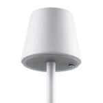 GloboStar® NEGA 60474 Μοντέρνο Επιτραπέζιο Φωτιστικό Πορτατίφ LED 2.2W 154lm 360° DC 5V Επαναφορτιζόμενο με Μπαταρία Li-ion 4000mAh – Διακόπτη Αφής – Θερμό Λευκό 2700K – Dimmable – D10 x H39cm – Λευκό – 2 Years Warranty