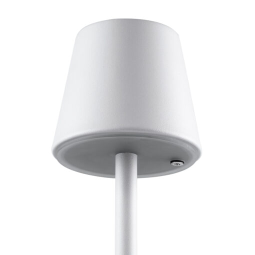 GloboStar® NEGA 60474 Μοντέρνο Επιτραπέζιο Φωτιστικό Πορτατίφ LED 2.2W 154lm 360° DC 5V Επαναφορτιζόμενο με Μπαταρία Li-ion 4000mAh – Διακόπτη Αφής – Θερμό Λευκό 2700K – Dimmable – D10 x H39cm – Λευκό – 2 Years Warranty