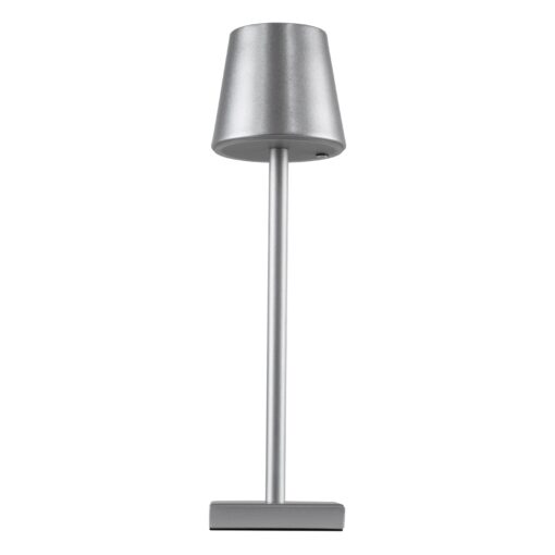 GloboStar® NEGA 60476 Μοντέρνο Επιτραπέζιο Φωτιστικό Πορτατίφ LED 2.2W 154lm 360° DC 5V Επαναφορτιζόμενο με Μπαταρία Li-ion 4000mAh – Διακόπτη Αφής – Θερμό Λευκό 2700K – Dimmable – D10 x H39cm – Ασημί – 2 Years Warranty