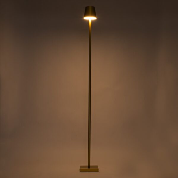 GloboStar® NEGA 60479 Μοντέρνο Επιδαπέδιο Φωτιστικό LED 2.2W 154lm 360° DC 5V Επαναφορτιζόμενο με Μπαταρία Li-ion 4000mAh – Διακόπτη Αφής – Θερμό Λευκό 2700K – Dimmable – D10 x H135cm – Χρυσό – 2 Years Warranty