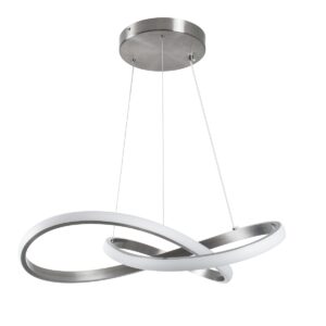 GloboStar® DEXTER 60498 Κρεμαστό Φωτιστικό Οροφής Design LED CCT 72W 8064lm 300° AC 220-240V – Εναλλαγή Φωτισμού μέσω Τηλεχειριστηρίου All In One Ψυχρό 6000k+Φυσικό 4500k+Θερμό 2700k Dimmable Φ56cm – Νίκελ Ασημί Βούρτσας – 3 Years Warranty