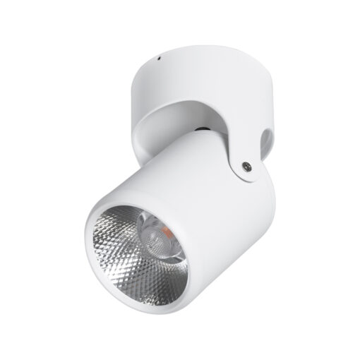 GloboStar® DETRONIC 60502 Επιφανειακό Κινούμενο Spot Downlight LED 10W 1250lm 24° AC 220-240V IP20 Φ9cm x Υ16cm – Στρόγγυλο – Λευκό – Θερμό Λευκό 2700K – Bridgelux COB – TÜV Certified Driver – 5 Χρόνια Εγγύηση