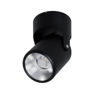 GloboStar® DETRONIC 60503 Επιφανειακό Κινούμενο Spot Downlight LED 10W 1350lm 24° AC 220-240V IP20 Φ9cm x Υ16cm – Στρόγγυλο – Μαύρο – Ψυχρό Λευκό 6000K – Bridgelux COB – TÜV Certified Driver – 5 Χρόνια Εγγύηση