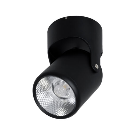 GloboStar® DETRONIC 60503 Επιφανειακό Κινούμενο Spot Downlight LED 10W 1350lm 24° AC 220-240V IP20 Φ9cm x Υ16cm – Στρόγγυλο – Μαύρο – Ψυχρό Λευκό 6000K – Bridgelux COB – TÜV Certified Driver – 5 Χρόνια Εγγύηση