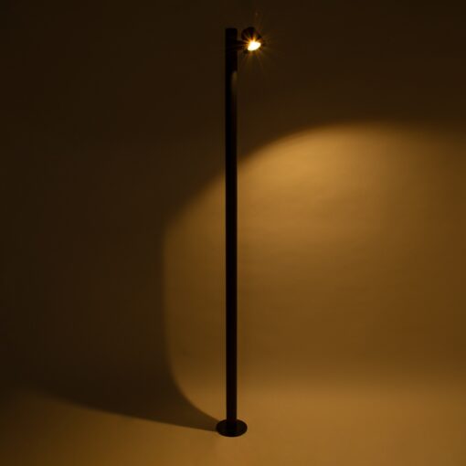 GloboStar® GARDENIA 60511 Φωτιστικό Κήπου – Πάρκου – Πλατείας – Κολωνάκι Αρχιτεκτονικού Φωτισμού Εξωτερικού Χώρου LED 7W 700lm 60° AC220-240V Αδιάβροχο IP65 – Σώμα Αλουμινίου & Tempered Glass – Μ15 x Π18 x Υ180cm – Θερμό Λευκό 2700K – Μαύρο – Bridgelux Chip – 5 Years Warranty