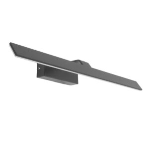 GloboStar® MIRROR 60516 Φωτιστικό Τοίχου – Απλίκα LED 14W 1680lm 120° AC 85-265V IP54 Φυσικό Λευκό 4500K Γκρι Μέταλλο – Μ58 x Π15 x Υ6cm – 2 Xρόνια Εγγύηση