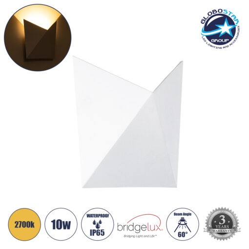 GloboStar® STEALTH 60518 Φωτιστικό Τοίχου – Απλίκα Αρχιτεκτονικού Φωτισμού Εσωτερικού/Εξωτερικού Χώρου Up or Down LED 10W 1000lm 60° AC220-240V Αδιάβροχο IP65 – Σώμα Αλουμινίου & Tempered Glass – Μ17 x Π17 x Υ7.5cm – Θερμό Λευκό 2700K – Λευκό – Bridgelux Chip – 5 Years Warranty