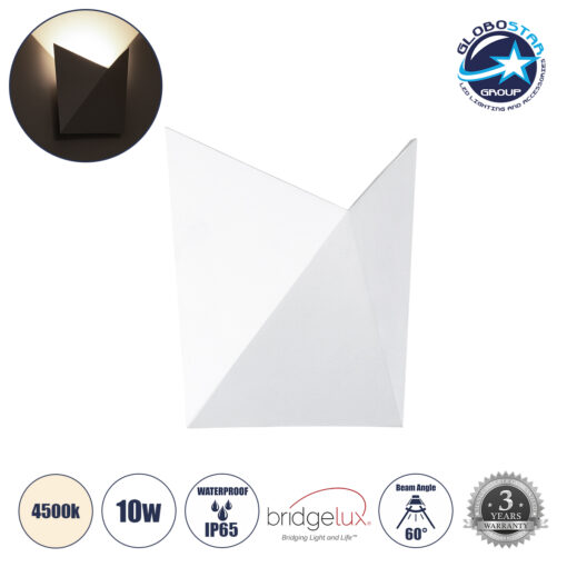 GloboStar® STEALTH 60521 Φωτιστικό Τοίχου – Απλίκα Αρχιτεκτονικού Φωτισμού Εσωτερικού/Εξωτερικού Χώρου Up or Down LED 10W 1100lm 60° AC220-240V Αδιάβροχο IP65 – Σώμα Αλουμινίου & Tempered Glass – Μ17 x Π17 x Υ7.5cm – Φυσικό Λευκό 4500K – Λευκό – Bridgelux Chip – 5 Years Warranty