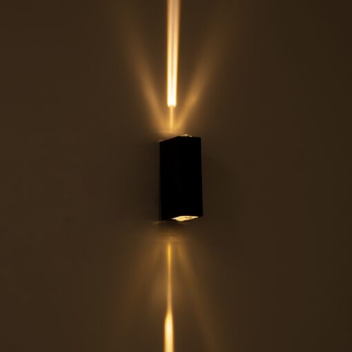 GloboStar® LINOR 60529 Φωτιστικό Τοίχου – Απλίκα Αρχιτεκτονικού Φωτισμού Εσωτερικού/Εξωτερικού Χώρου Up & Down LED 10W 1000lm 60° AC220-240V Αδιάβροχο IP65 – Σώμα Αλουμινίου & Tempered Glass – Μ12.5 x Π6 x Υ4cm – Θερμό Λευκό 2700K – Μαύρο – Bridgelux Chip – 5 Years Warranty