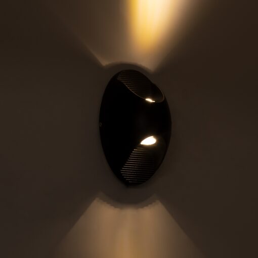 GloboStar® JEREMY 60532 Φωτιστικό Τοίχου – Απλίκα Αρχιτεκτονικού Φωτισμού Εσωτερικού/Εξωτερικού Χώρου Up & Down LED 10W 1000lm 60° AC220-240V Αδιάβροχο IP65 – Σώμα Αλουμινίου & Tempered Glass – Μ16 x Π10 x Υ7cm – Θερμό Λευκό 2700K – Μαύρο – Bridgelux Chip – 5 Years Warranty