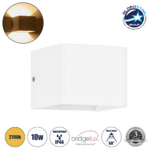 GloboStar® CIRCOA 60533 Φωτιστικό Τοίχου – Απλίκα Αρχιτεκτονικού Φωτισμού Εσωτερικού/Εξωτερικού Χώρου Up & Down LED 10W 1056lm 60° AC 220-240V IP44 Μ10 x Π8 x Υ10cm – Θερμό Λευκό 2700K – Λευκό – Bridgelux Chip – 3 Years Warranty