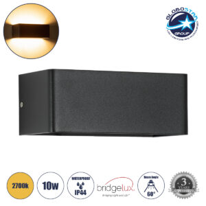 GloboStar® CIRCOA 60544 Φωτιστικό Τοίχου – Απλίκα Αρχιτεκτονικού Φωτισμού Εσωτερικού/Εξωτερικού Χώρου Up & Down LED 10W 1080lm 60° AC 220-240V IP44 Μ20 x Π8 x Υ10cm – Θερμό Λευκό 2700K – Μαύρο – Bridgelux Chip – 3 Years Warranty