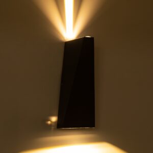 GloboStar® TRIANDE 60559 Φωτιστικό Τοίχου – Απλίκα Αρχιτεκτονικού Φωτισμού Εσωτερικού/Εξωτερικού Χώρου Up & Down LED 10W 1250lm 5° & 60° AC 220-240V Αδιάβροχο IP65 Μ8.5 x Π8.5 x Υ20cm – Ψυχρό Λευκό 6000K – Μαύρο – Bridgelux Chip – 3 Χρόνια Εγγύηση